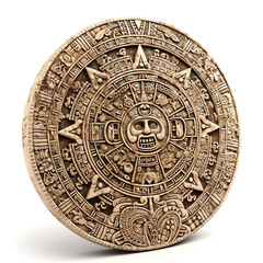 Naklejka premium A hand-carved Aztec calendar stone. generative AI