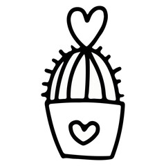 Cactus icon illustration doodle with transparent background