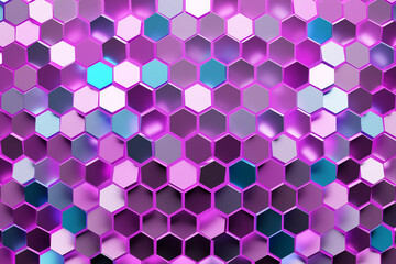 3d illustration of a   blue and pink honeycomb monochrome honeycomb for honey. Pattern of simple geometric hexagonal shapes, mosaic background.