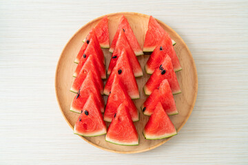 fresh watermelon sliced on plate