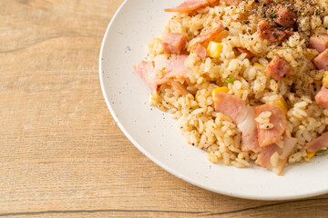 fried rice with bacon ham and black peppers