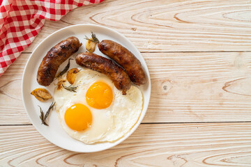 double fried egg with pork sausage