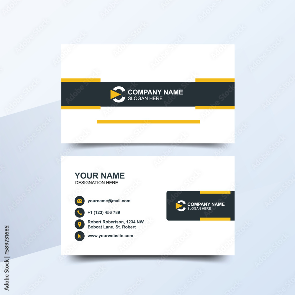 Wall mural double-sided creative business card template landscape orientation horizontal layout vector illustra