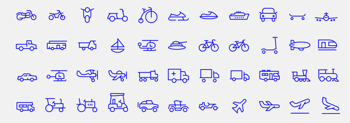 Transport Icon Vector Set Line Style