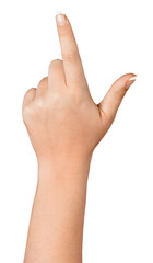 Hand Showing Two Fingers , Pointing , Pressing an Imaginary Button