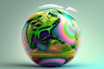 Earth Day Concept. ecological design. Illustration of Planet Earth. The concept of saving the Earth. Happy Earth Day, April 22, generative ai