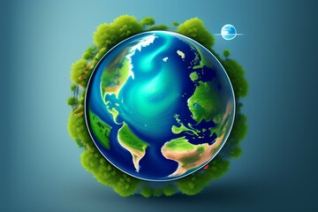 Earth Day Concept. ecological design. Illustration of Planet Earth. The concept of saving the Earth. Happy Earth Day, April 22, generative ai