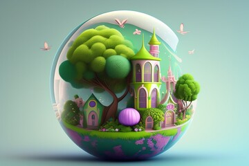 Earth Day Concept. ecological design. Illustration of Planet Earth. The concept of saving the Earth. Happy Earth Day, April 22, generative ai