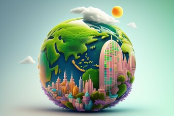 Earth Day Concept. ecological design. Illustration of Planet Earth. The concept of saving the Earth. Happy Earth Day, April 22, generative ai