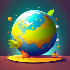 Earth Day Concept. ecological design. Illustration of Planet Earth. The concept of saving the Earth. Happy Earth Day, April 22, generative ai