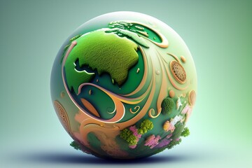 Earth Day Concept. ecological design. Illustration of Planet Earth. The concept of saving the Earth. Happy Earth Day, April 22, generative ai