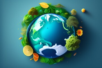Earth Day Concept. ecological design. Illustration of Planet Earth. The concept of saving the Earth. Happy Earth Day, April 22, generative ai