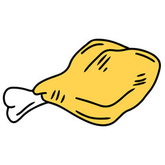 Fried chicken icon illustration with transparent background