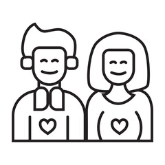 Couple icon illustration with transparent background