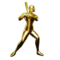 3d Gold Baseball Player Clip Art Holding a Baseball Bat. Viewed From The Side.