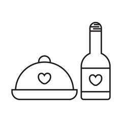 Wine and dish icon illustration with transparent background