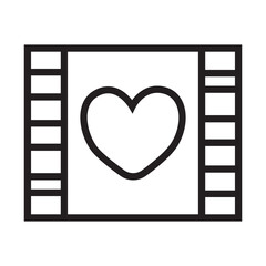 Video film and heart symbol illustration with transparent background