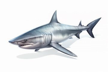Fototapeta premium shark illustration on white background. Generative AI