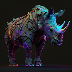 Obraz premium Cyberpunk Rhinoceros