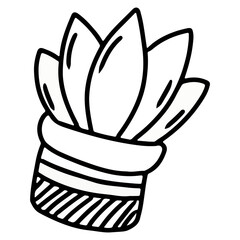 Plant in a pot illustration with transparent background