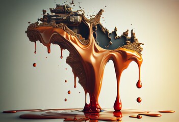 Oil embargo for the aggressor country. Falling oil prices concept. Generative AI - obrazy, fototapety, plakaty