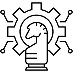 Strategic Icon, Line Icon Style, Corporate Strategy Plan Symbol Vector Stock.