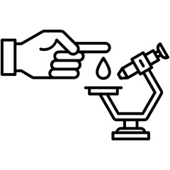 Blood Analysis Icon, Line Icon Style, Blood Sample Test Symbol Vector Stock.