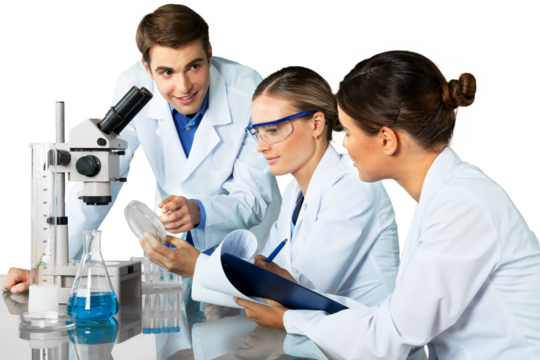 Group of the scientists working at the laboratory