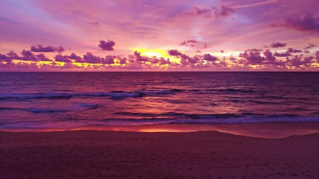 Beautiful Sea in sunset or sunrise light sky summer season,Footage from drone camera,Amazing sea beach ocean sunset sky background	