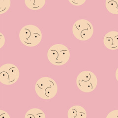 Feminine look, abstract personage, mascot design, funny face, cute icon