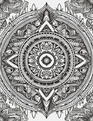 Mandala coloring book page, black and white, beautiful, graphical resource. Generative AI