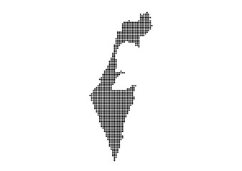 An abstract representation of Israel,Israel map made using a mosaic of black dots. Illlustration suitable for digital editing and large size prints. 