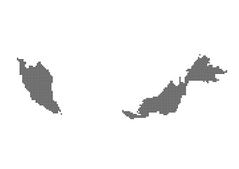 Obraz premium An abstract representation of Malaysia,Malaysia map made using a mosaic of black dots. Illlustration suitable for digital editing and large size prints. 