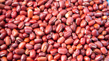 Red kidney beans with a close-up shot, healthy cereal concept.