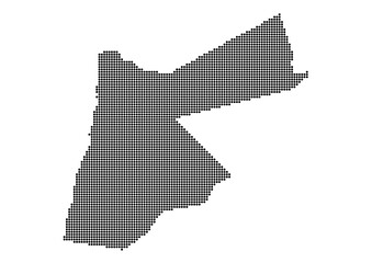 An abstract representation of Jordan,Jordan map made using a mosaic of black dots. Illlustration suitable for digital editing and large size prints. 