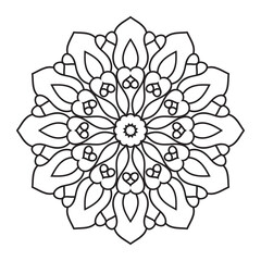 Easy mandala design for coloring page, floral Simple mandala. Geometric ornamental mandalas