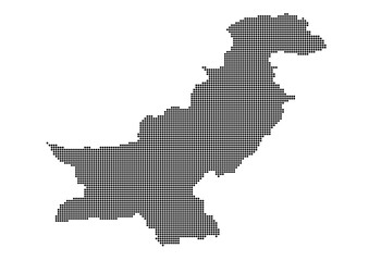 Obraz premium An abstract representation of Pakistan,Pakistan map made using a mosaic of black dots. Illlustration suitable for digital editing and large size prints. 
