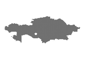 Fototapeta na wymiar An abstract representation of Kazakhstan,Kazakhstan map made using a mosaic of black dots. Illlustration suitable for digital editing and large size prints. 
