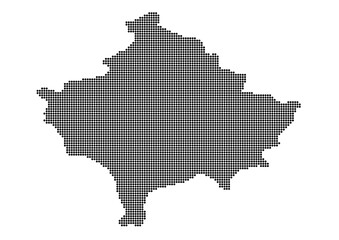 Fototapeta na wymiar An abstract representation of Kosovo,Kosovo map made using a mosaic of black dots. Illlustration suitable for digital editing and large size prints. 