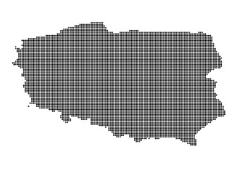 An abstract representation of Poland,Poland map made using a mosaic of black dots. Illlustration suitable for digital editing and large size prints. 