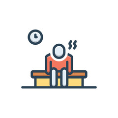 Color illustration icon for tired 