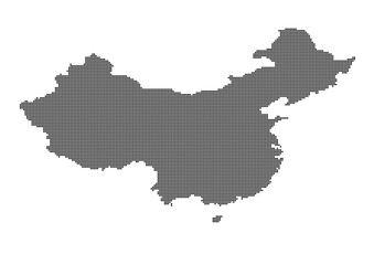 An abstract representation of China,China map made using a mosaic of black dots. Illlustration suitable for digital editing and large size prints. 