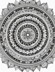Mandala coloring book page, black and white, beautiful, graphical resource. Generative AI
