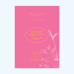 Floral party invitation card template design, Anthurium flowers pink