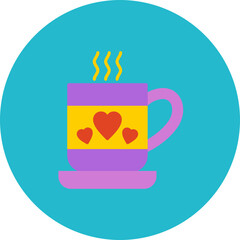 Coffee Multicolor Circle Flat Icon