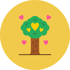 Tree Multicolor Circle Flat Icon