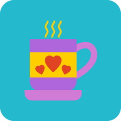 Coffee Multicolor Round Corner Flat Icon