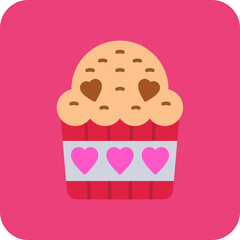 Cupcake Multicolor Round Corner Flat Icon