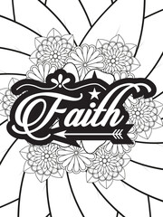 Religious Quotes Coloring pages. Coloring page for adults and kids. Vector Illustration.