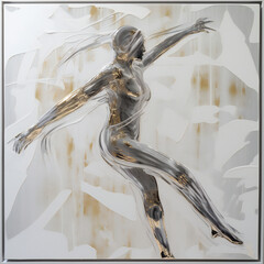 Woman moving or dancing in figurative style, beautiful illustration, generative AI